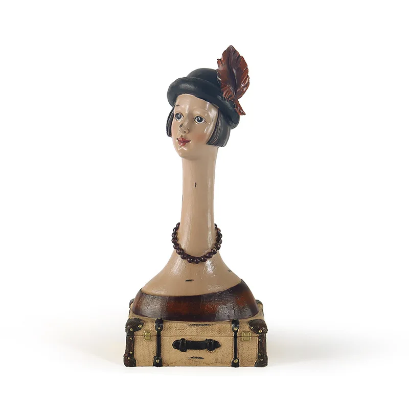 

[HHT] Creative American Country Woman Figure Ornaments Resin Crafts Desktop Shelf Home Decoration Accessories Makeup Box