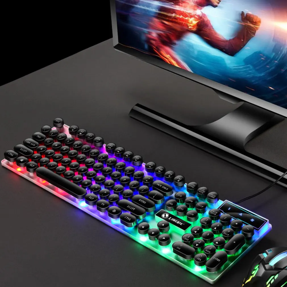 

Rich Multimedia Buttons Keyboard Mechanical Characters Comfortable Splash-proof Office Games Keyboard