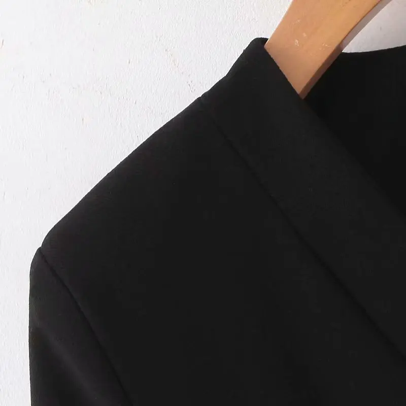 Bazaleas Vintage V Neck England coat women Chic Many Button blazer Autumn Basic jacket Fashion mujer Casual | Женская одежда