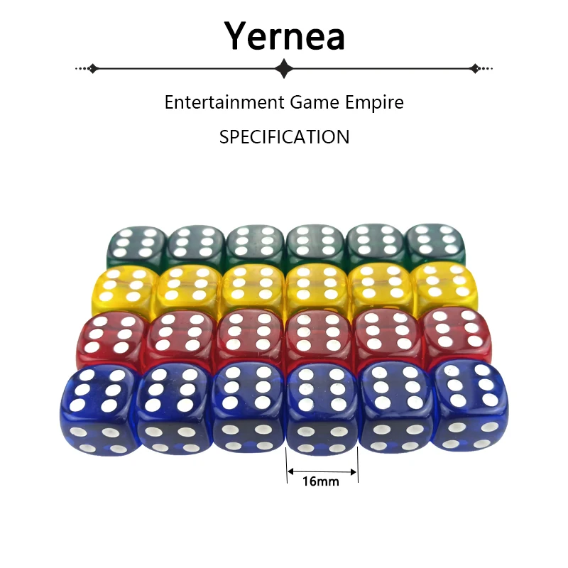 Акриловые кости Yernea 6 шт. прозрачный цвет 16 мм набор белых костей Круглый угол