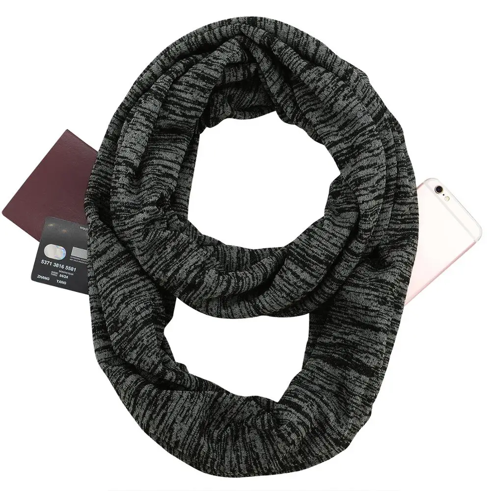 Шарф с карманом шарф-трансформер для женщин шарф секретной скрытой молнией шарфы