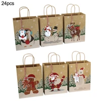 24pcs christmas kraft paper bags portable durable packages everybody