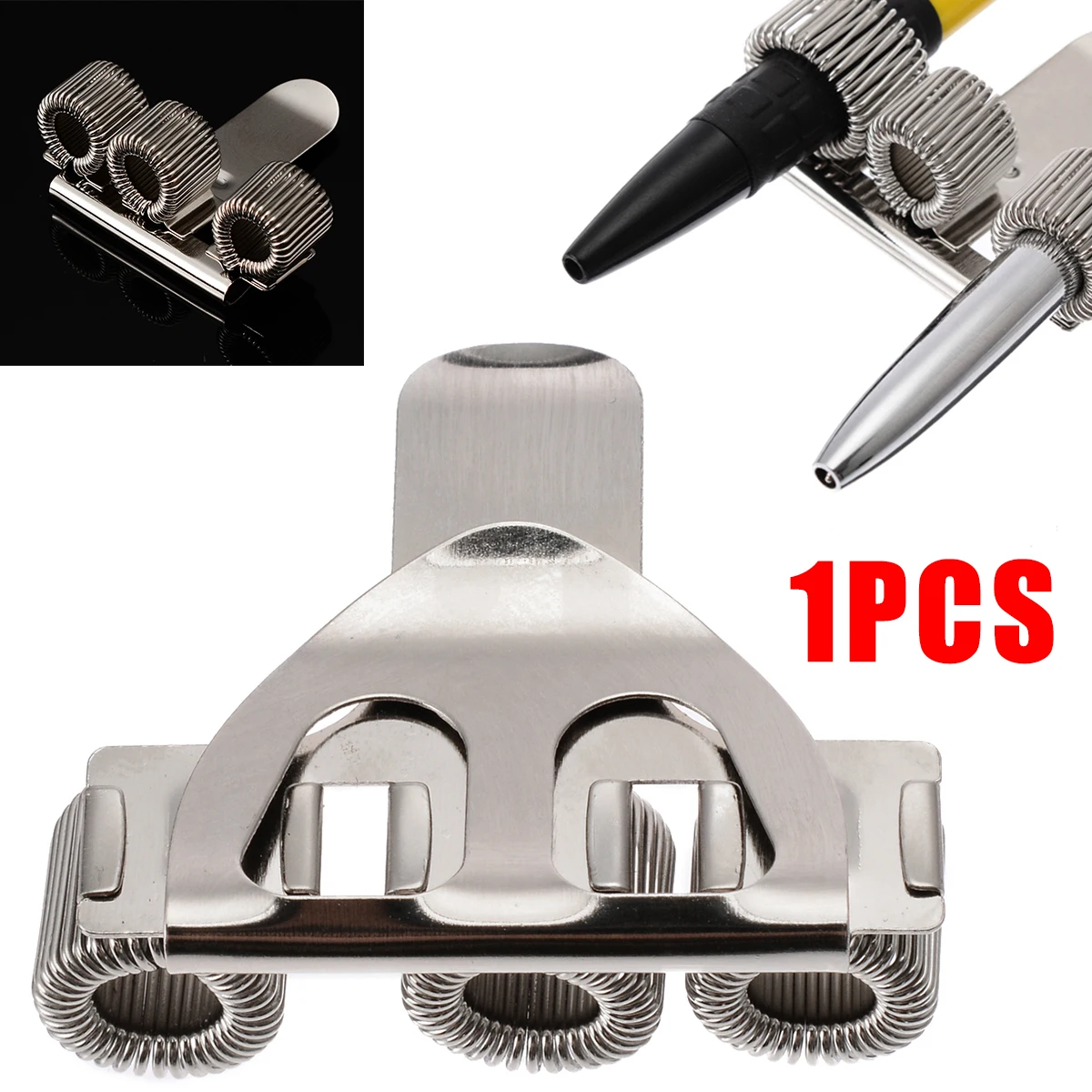 1 шт. металлический держатель для ручек с тремя отверстиями и карманом| |