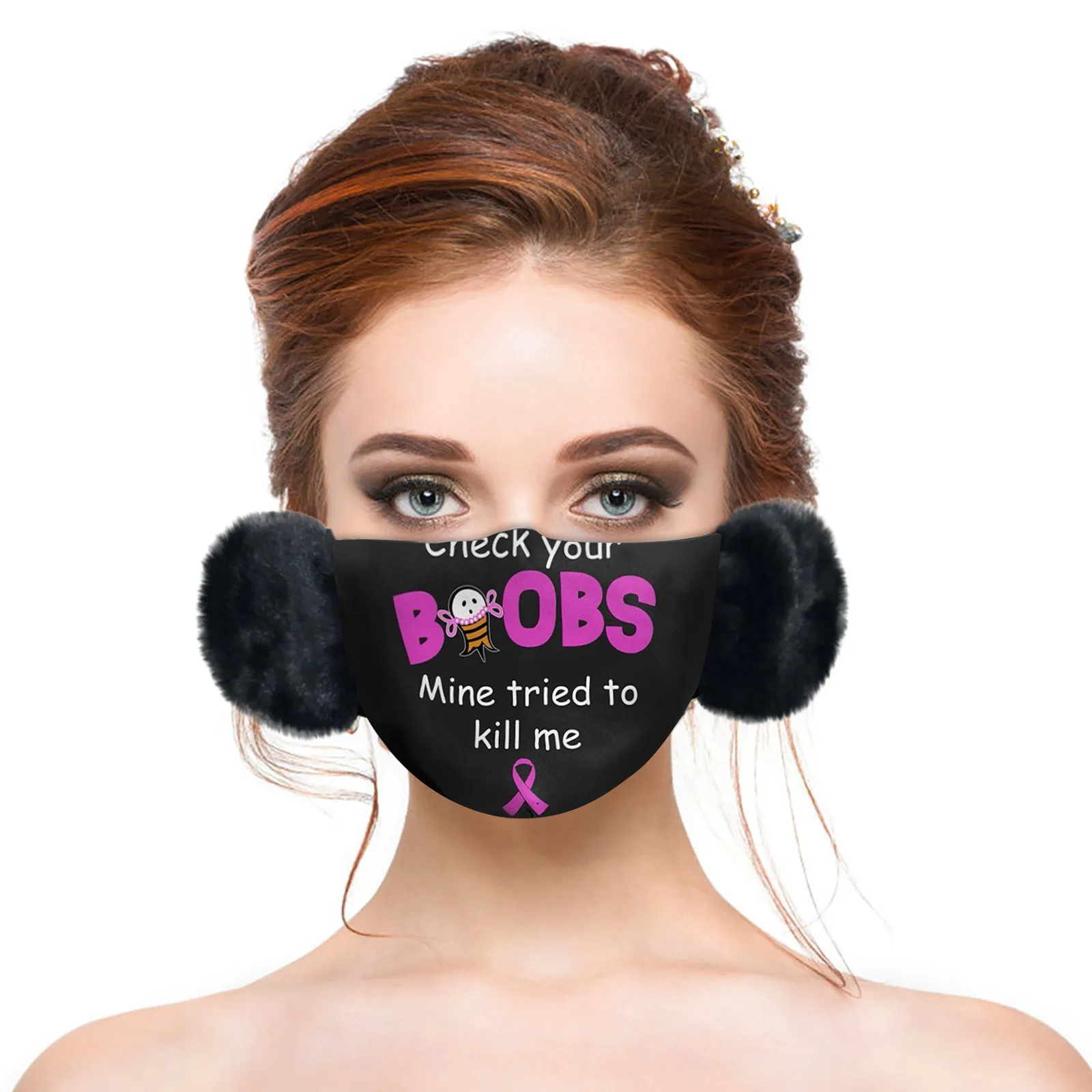 8 шт унисекс мода для взрослых Зимние Маска розовой лентой 2021 теплой одежды с