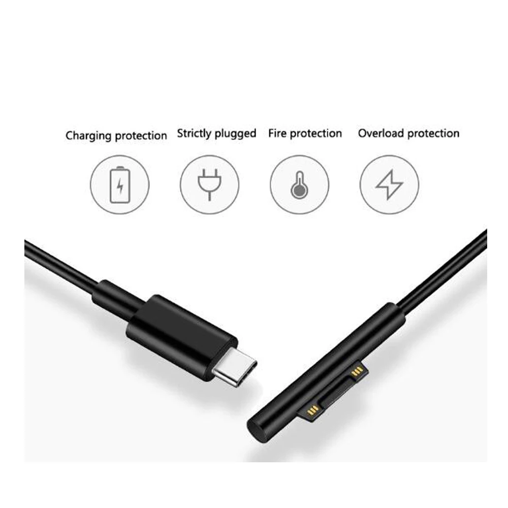 Usb type-C для подключения к поверхности зарядный кабель шнур для Surface Pro 5 6 Go Book1 Book2 ноутбука 15 в USB PD зарядка