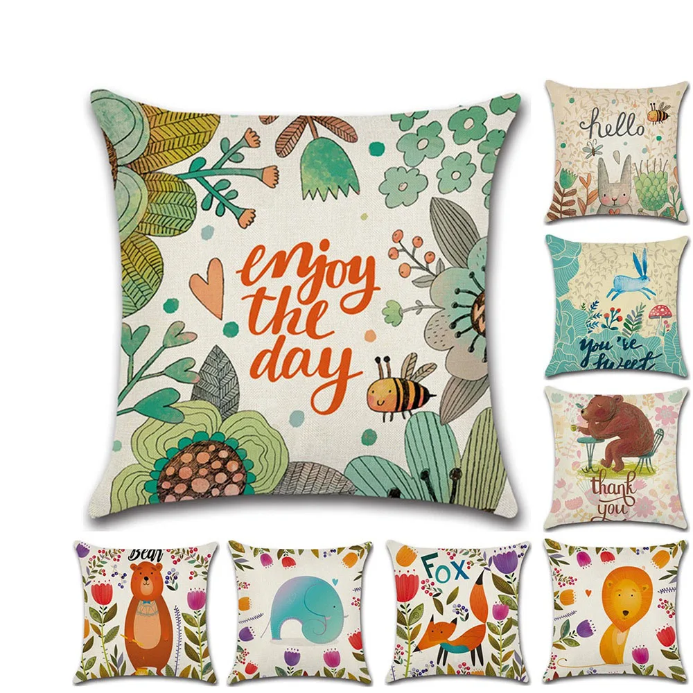 С героями мультфильмов с изображением животных из джунглей льняная Подушка