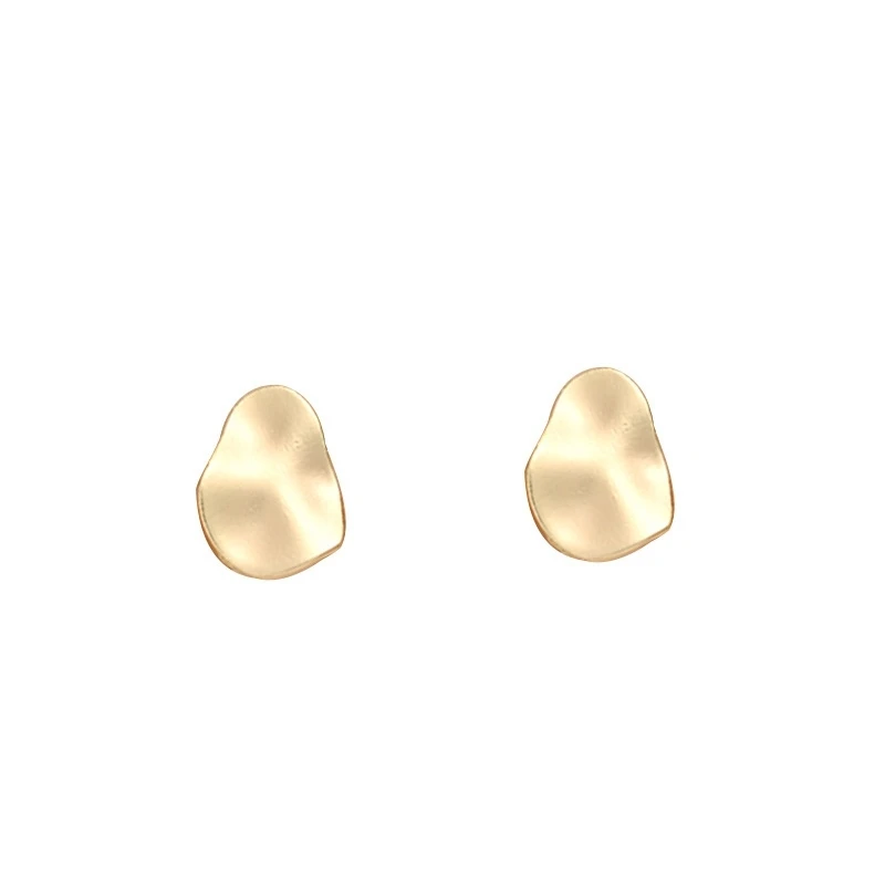 Fashion Korean Metal Gold Plated Stud Earring Simple Geometric Camber Circle Irregular Women Girl Jewelry Decor images - 6