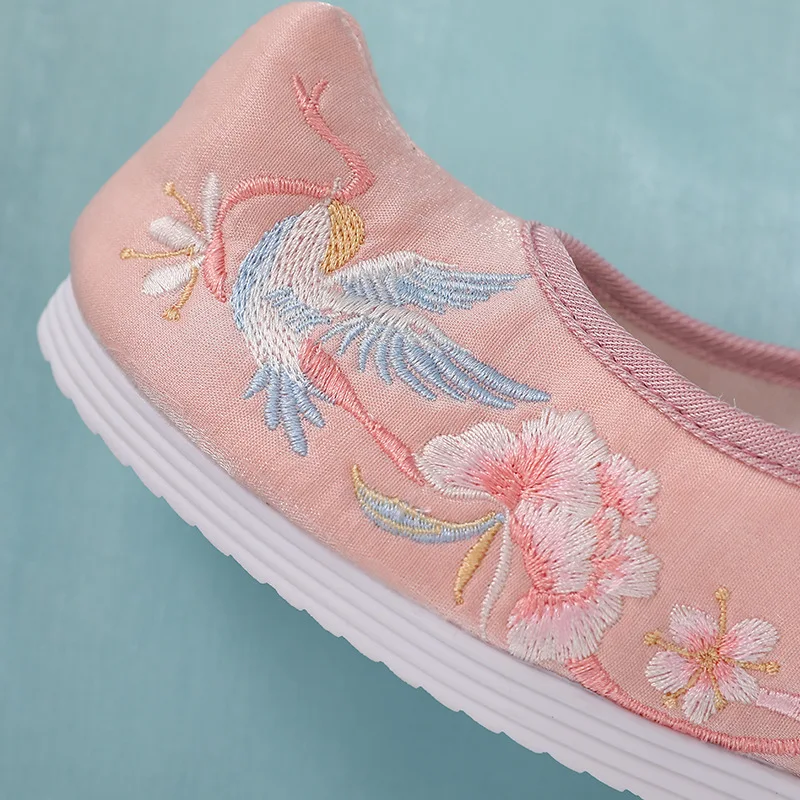 Туфли с вышивкой в китайском стиле балетки цветочным рисунком на плоской подошве