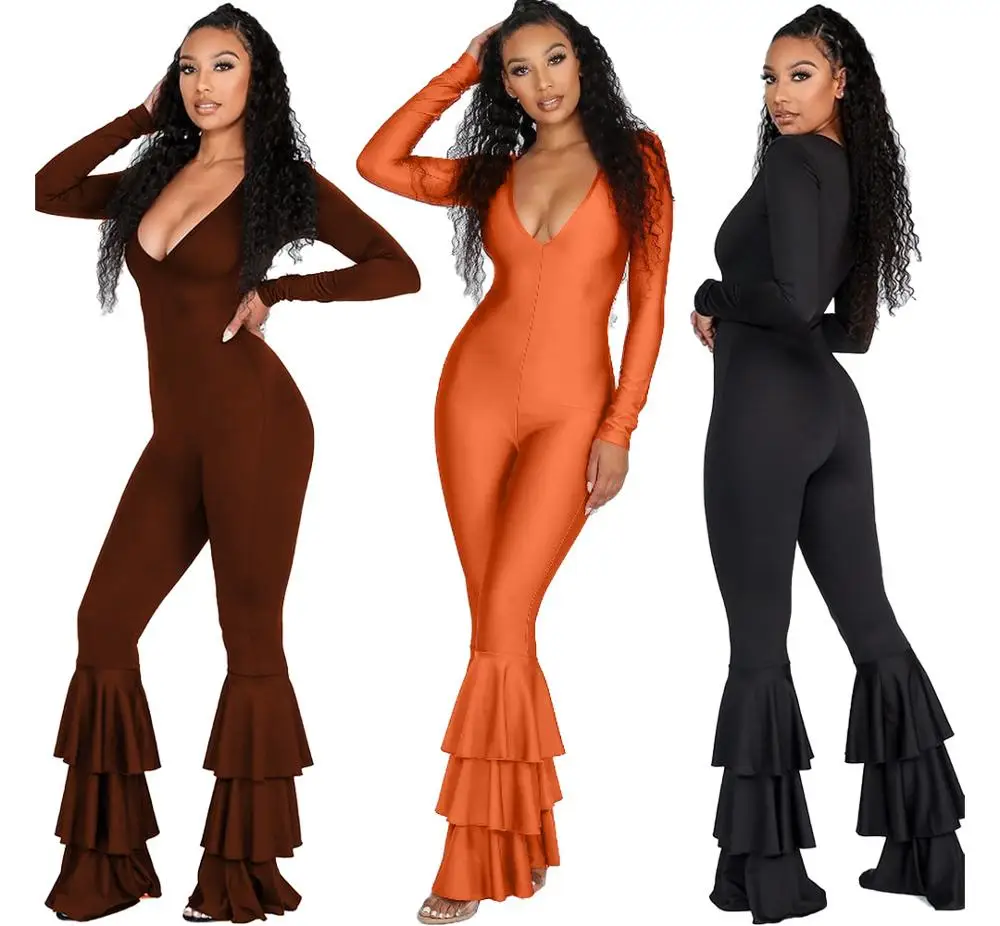 Echoine обтягивающие плиссированные расклешенные брюки женский комбинезон с v