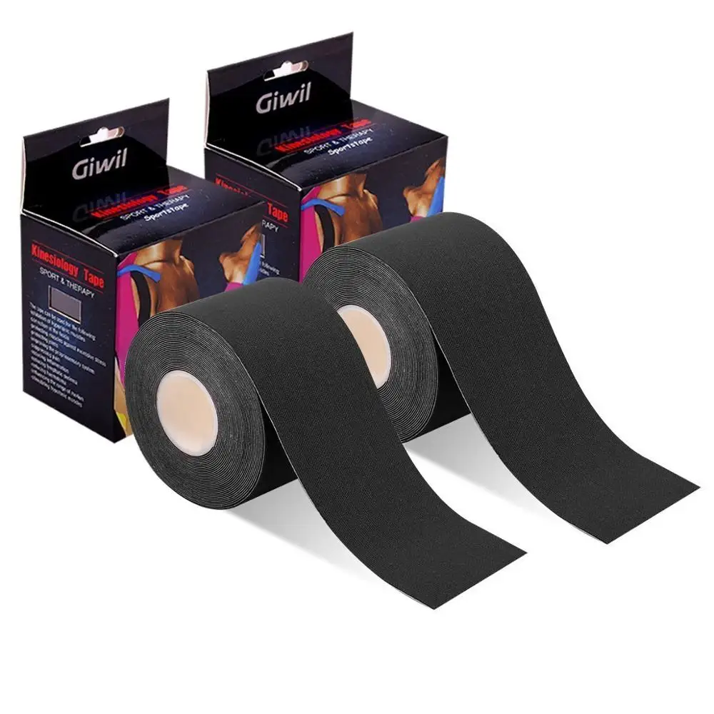 2pack Black Giwil 2 упаковки кинезиологическая лента Атлетическая поддержка мышц эластичная спортивная лента фитнес Теннис Бег колено Защитная муфта для мышц ножницы - Цвет: 2pack Black