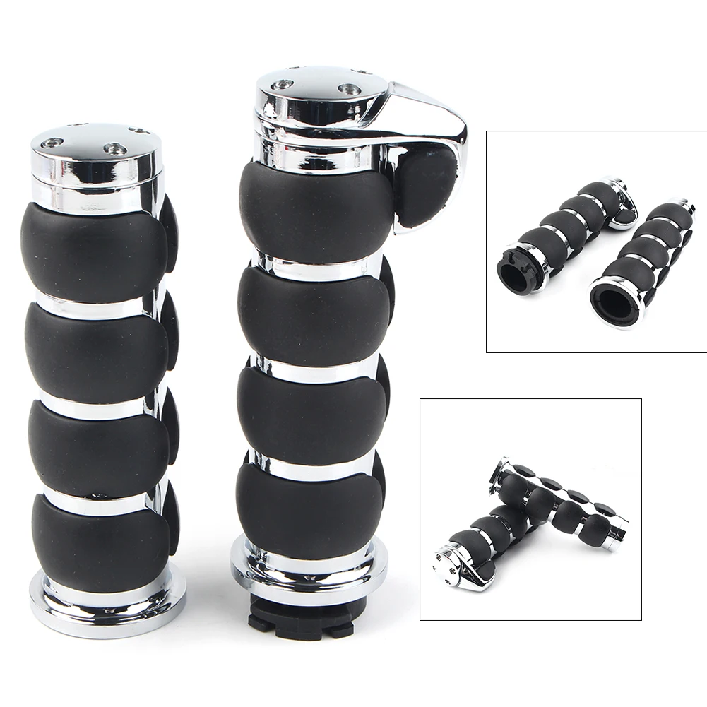 

2Pcs Chrome Motorcycle Handle Bar Hand Grips For Harley Davidson Touring Road King FLHR With 1" Handlebars