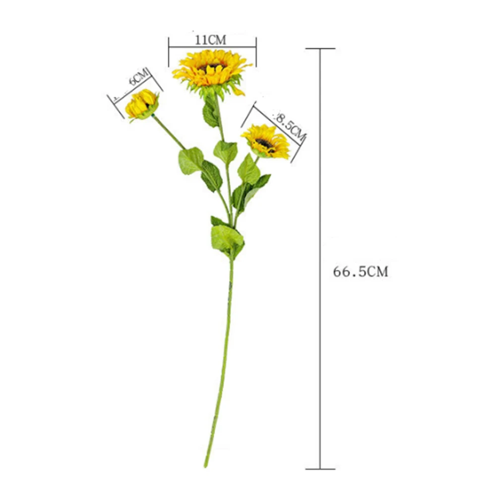 

3 Heads One Bouquet Sunflower Simulation Plants Wedding Family Decoration Balcony Dining Table Bonsai Fabric Fake Flowers