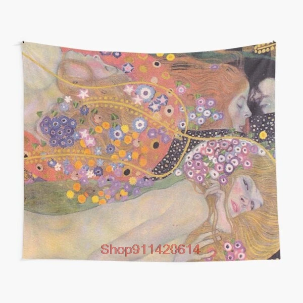 WATER SNAKES GUSTAV KLIMT tapestry wall decoration witchcraft Bohemian Hippie home mattress yoga mat | Дом и сад