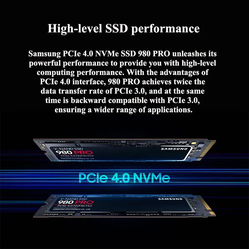 Внутренний твердотельный диск SAMSUNG SSD 980 PRO M.2 250 ГБ 500 1 ТБ M2 2280 PCIe Gen 4 0x4 NVMe 1.3c |