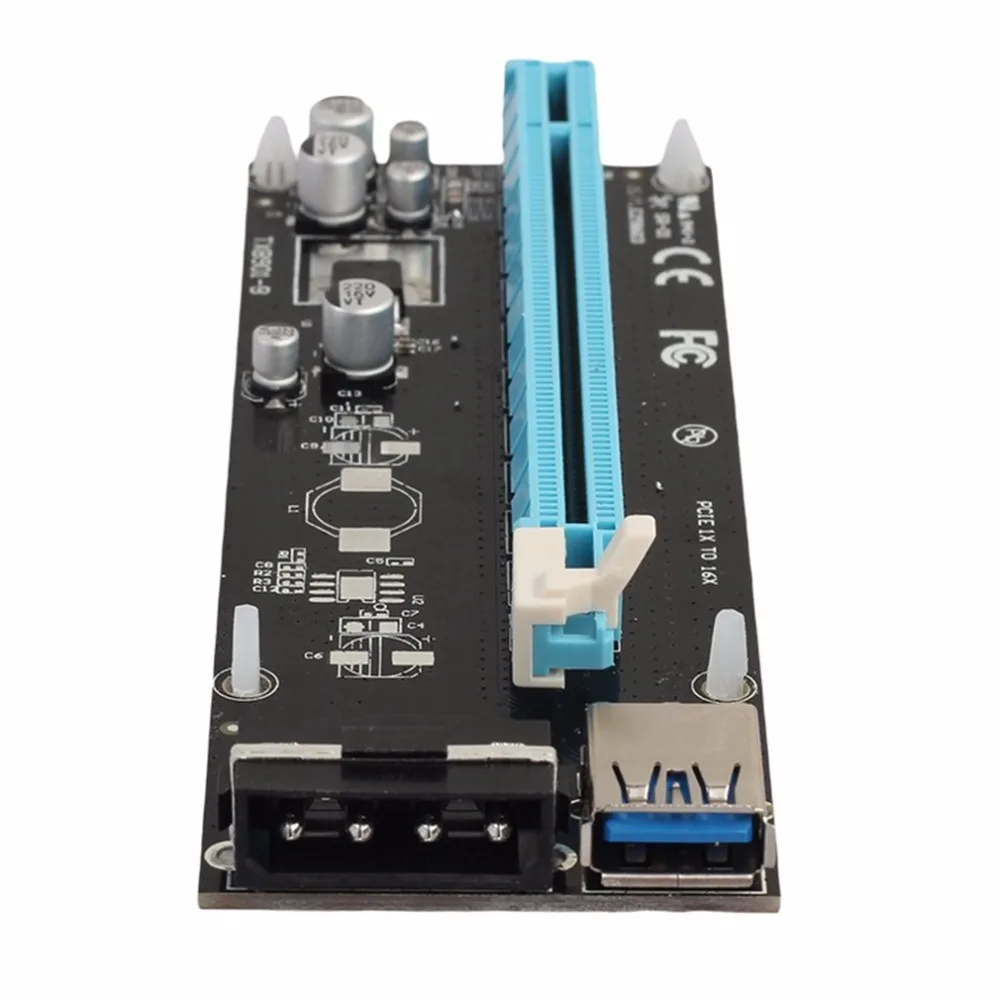 Мини PCI-E Экспресс переходная карта PCI-E карта 1x к 16x с SATA 4pin Кабель USB 3,0 для Биткойн Шахтер BTC машина