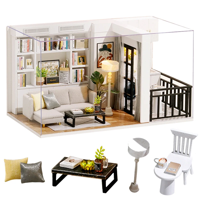

DIY деревянный миниатюрный кукольный домик Feel The Genki Life, модель кукольного домика, наборы для строительства, игрушки для детей, подарки на день...
