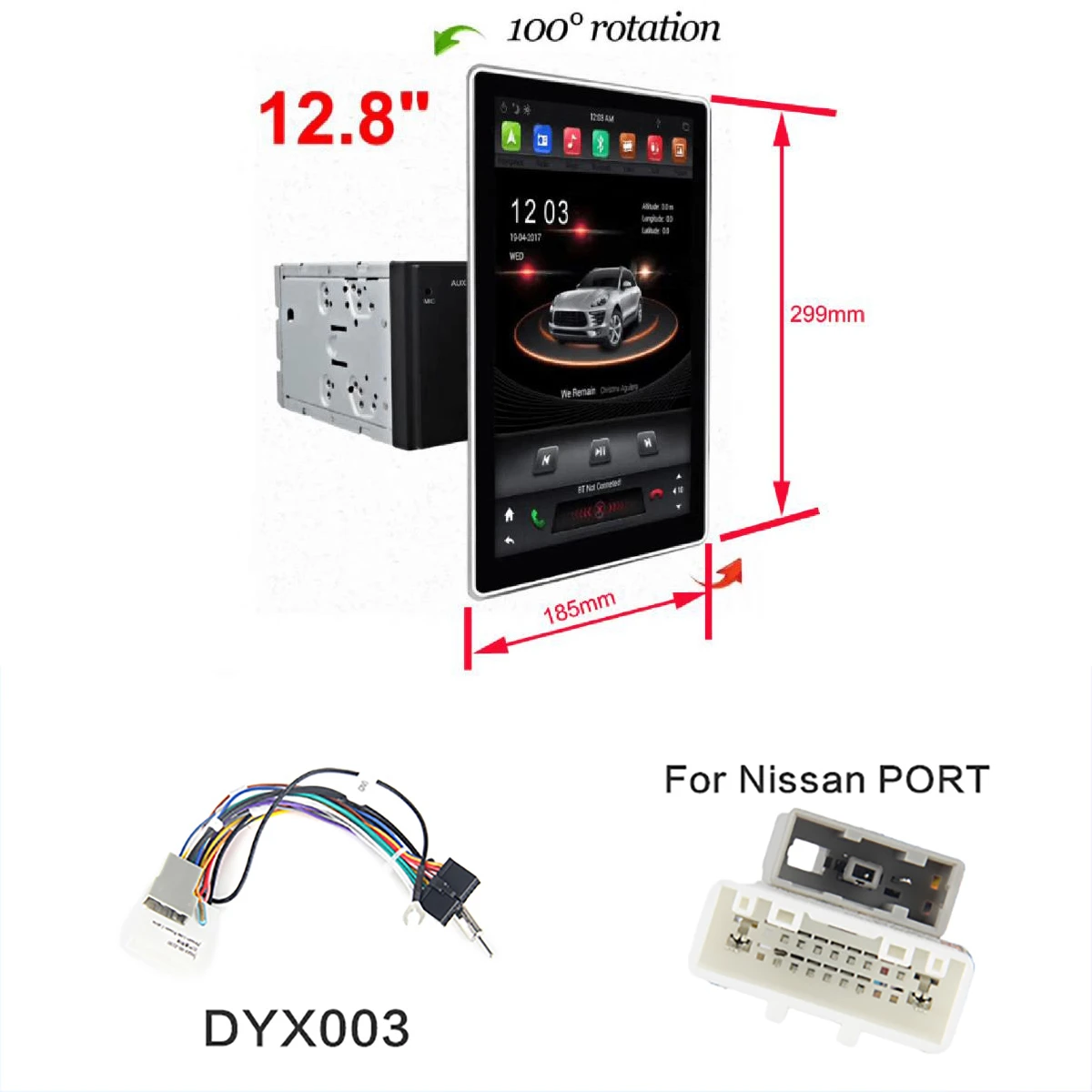 Универсальный 2 DIN Автомобильный мультимедийный DVD 180 ° вращающийся 1280*720 12," PX6 ips Android 8,1 4 Гб+ 32 ГБ Автомобильный gps карта RDS радио плеер - Цвет: Nissan