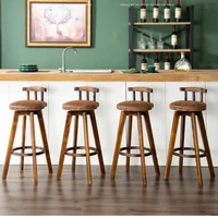 solid wood bar chair american retro household furniture kitchen bar stool carbonization rotating bar high leg dining chair