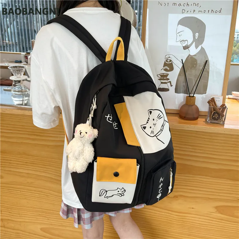 

Рюкзак женский Нейлоновый, милый школьный ранец в стиле пэчворк, вместительная водонепроницаемая сумка на плечо в стиле преппи