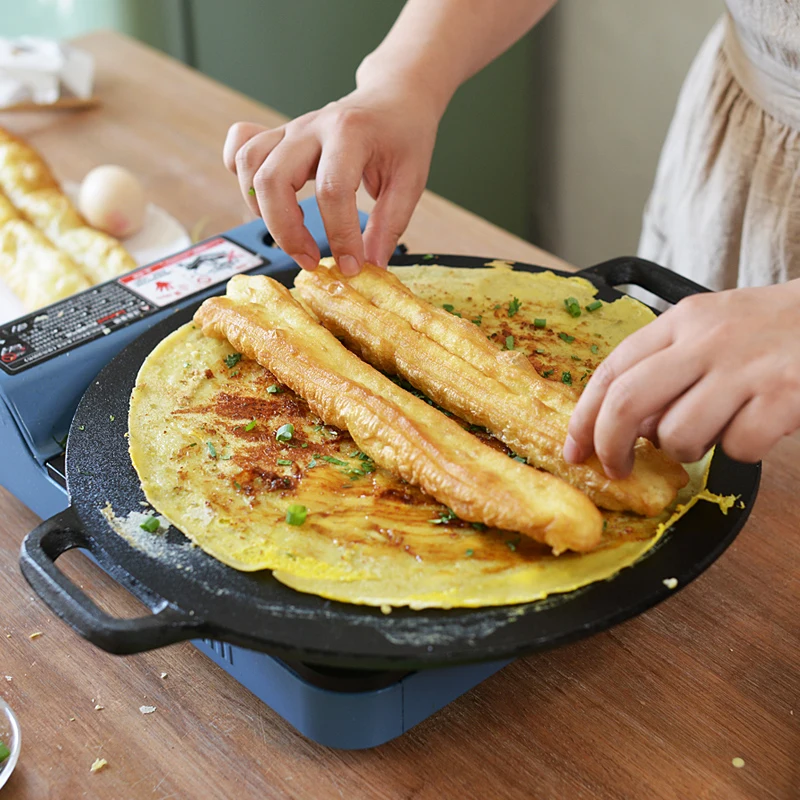 28/30/32/34CM Thick Cast Iron Frying Pan Flat Pancake Griddle Uncoated Non-stick BBQ Grill Steak Meat Roasting Cooking Pot | Дом и сад