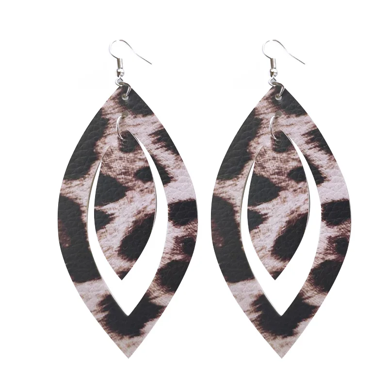 Cpop леопардовые серьги из искусственной кожи для женщин новинка кожаные