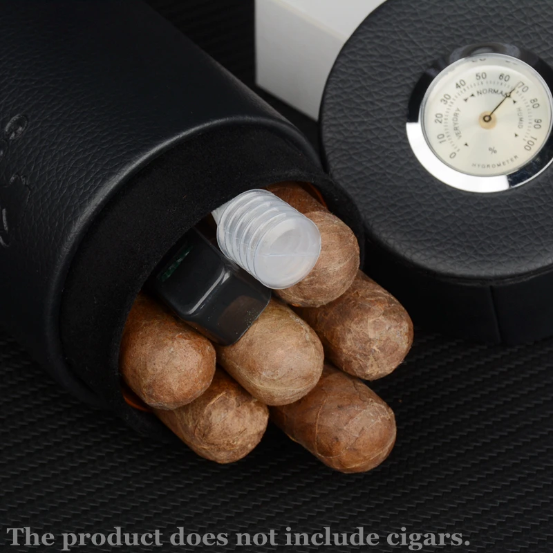 Cigar Holder Cohiba Leather Cigar Case Cedar Wood Veneer Humidor Portable Box Fits 7 Cuba Cigars 54 Ring Tube Smoking Accessory images - 6