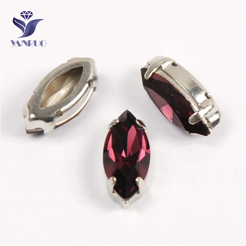 Amethyst Yanruo 4200 забавные маркизы с камнями K9 Глаза Лошади Стразы заостренные сзади Стразы все для шитья - Цвет: Amethyst