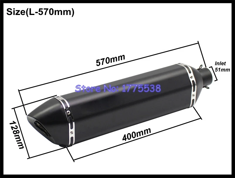 Глушитель выхлопной трубы мотоцикла нержавеющая сталь ID:51 мм Длина: 570 мм/470
