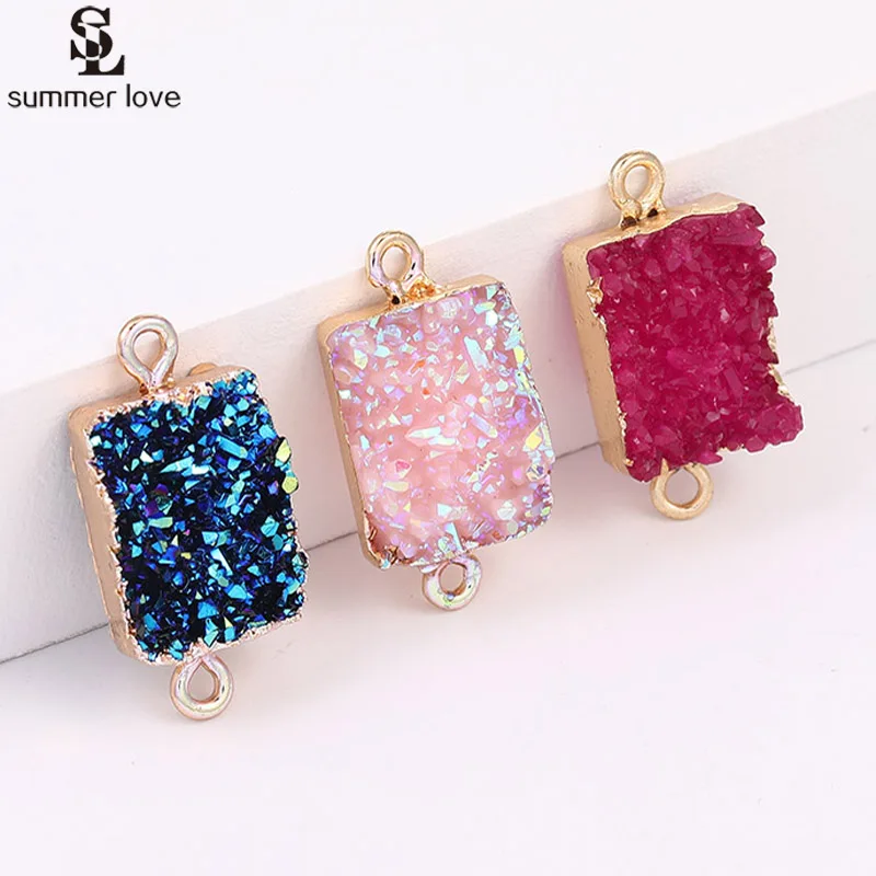 Оптовая продажа 10 шт. Разноцветные квадратные каучуковые соединители друзы для