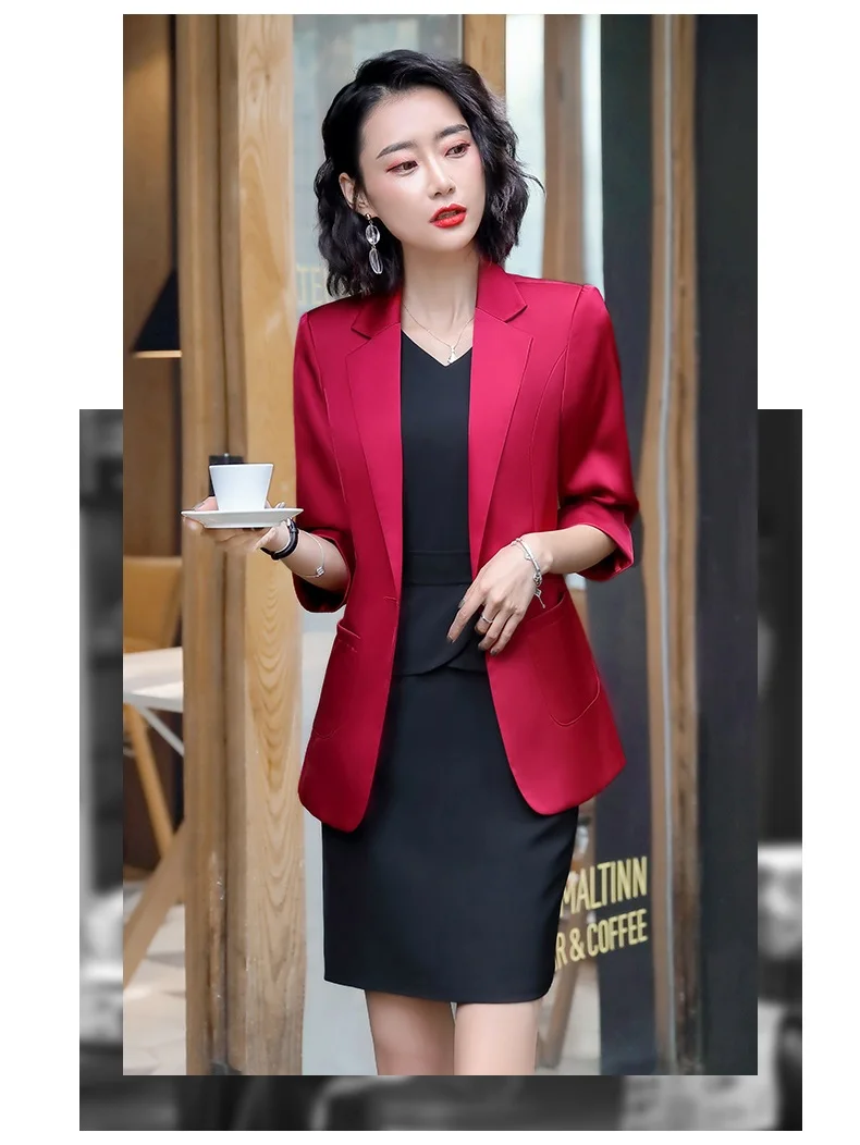 Женский формальный пиджак красный деловой костюм комплект из платья и куртки