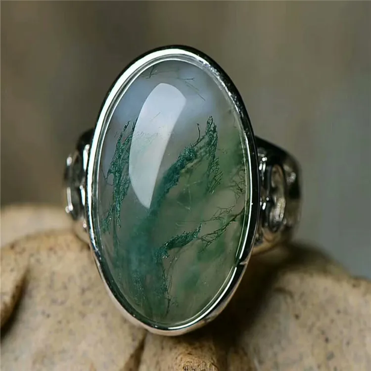 100% Настоящее зеленое нефритовое кольцо морской воды агат кольца с изменяемыми