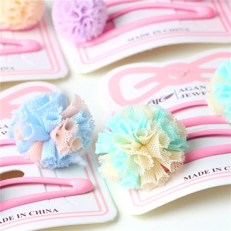 2 шт. милые заколки для волос с помпонами маленьких девочек эластичная лента