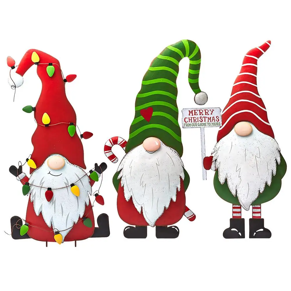 

Christmas Metal Gnome Sign Outdoor Metal Art Crafts Swedish Tomte Stakes Lawn Decor Christmas Ornament