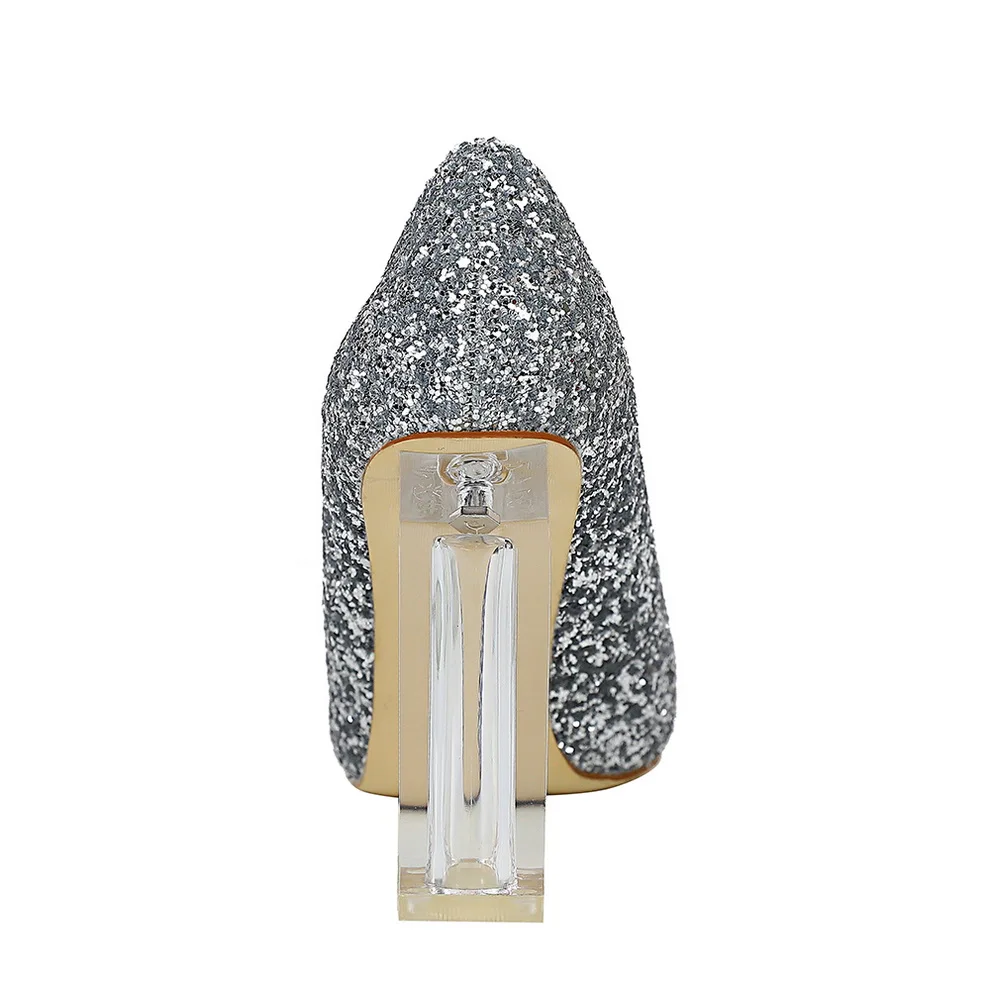 Женские туфли на высоком квадратном каблуке BIGTREE летние блестящие туфли-лодочки