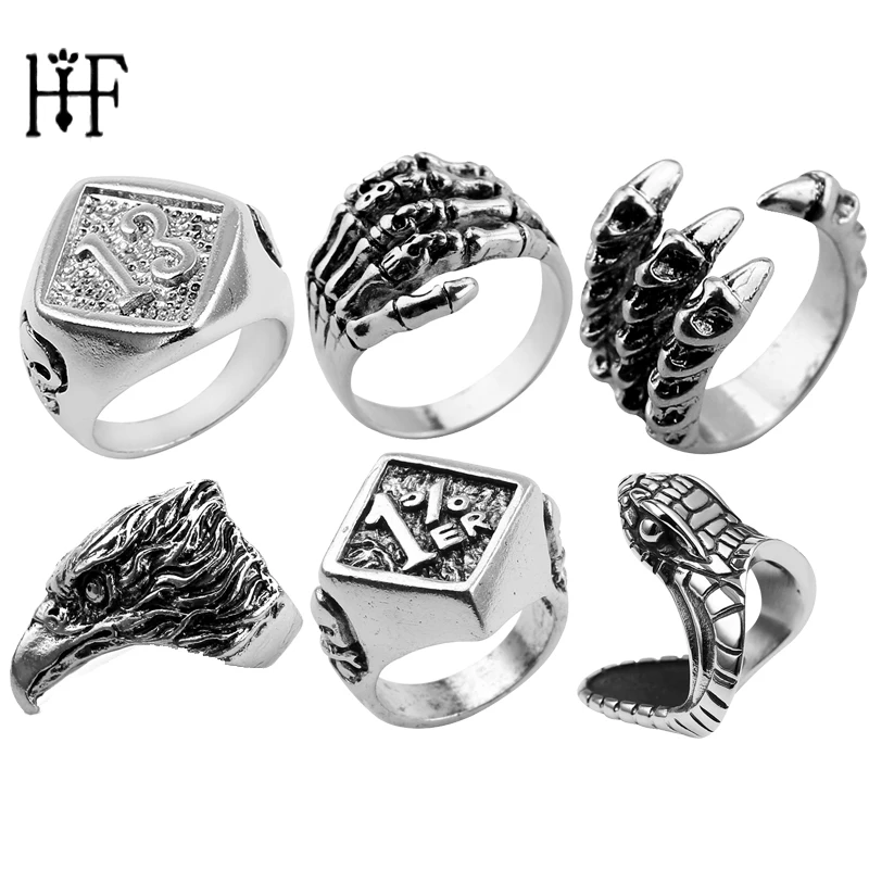 Мужское кольцо с черепом Bague Homme вечерние байкерские кольца и волком 13