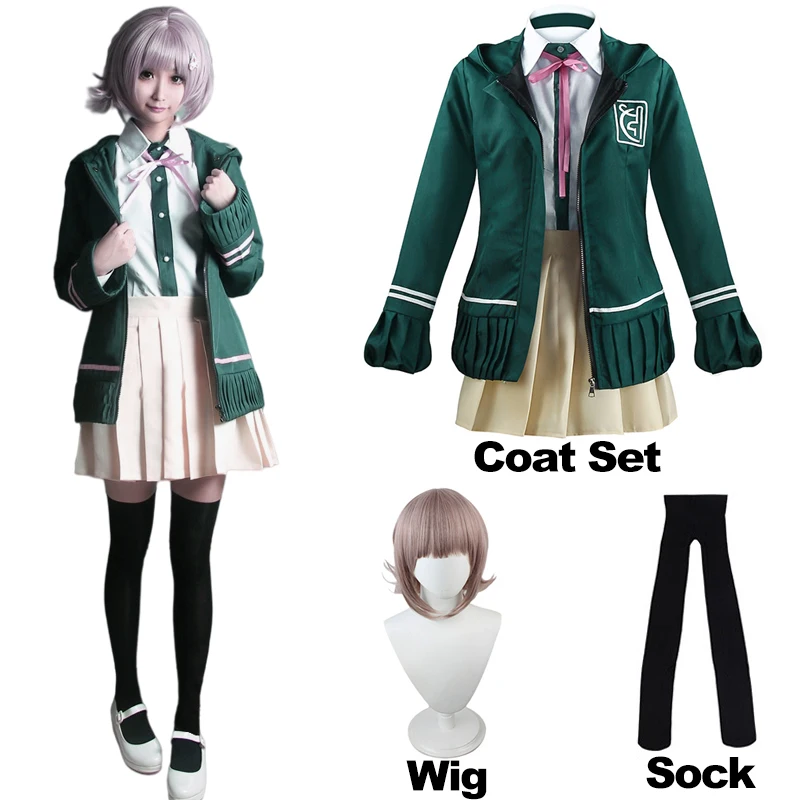 

Anime данганронпа Nanami ChiaKi High School Students Uniform Костюмы для косплея Long-sleeved Jacket Short Skirt Loli Skirt