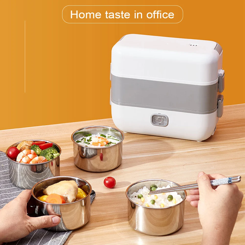 

Electric Rice Heated Lunch Box Cooker Stainless Steel Office Liners Steaming Food Cooking Warmer Container Portable Bento Box