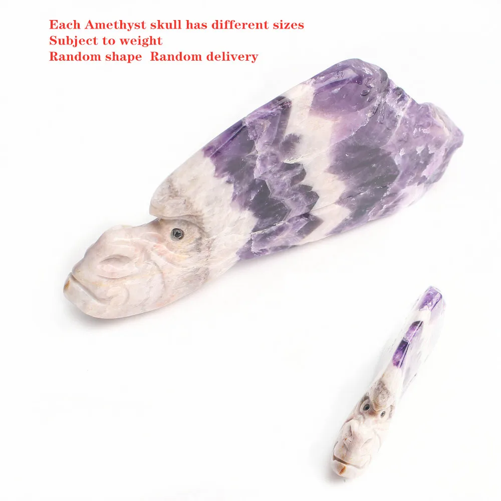 Amethyst Cluster With Sculpture Skull Face Crystal Play Reiki Home Decoration | Дом и сад