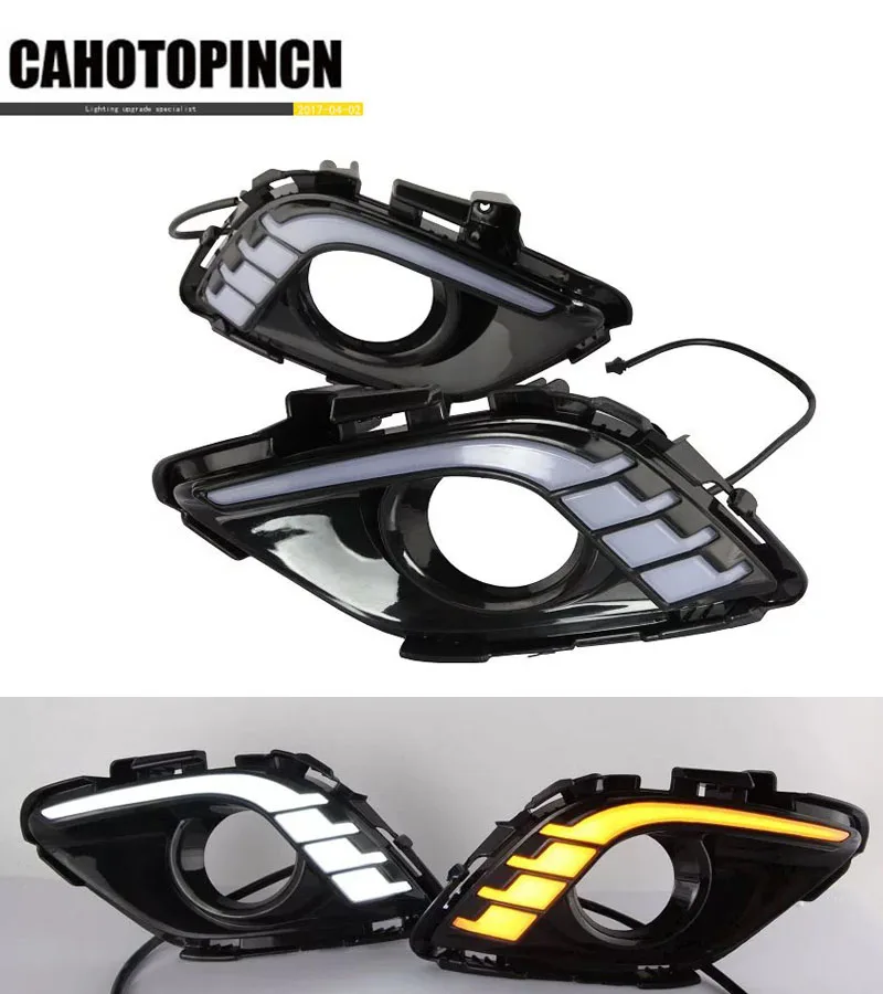 

Turning Signal & Dimming style relay 12V LED car DRL daytime running lights with fog lamp hole for Mazda 6 Atenza 2013 2014 2015