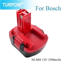 turpow 12v 3500mah rechargeable battery ni mh for bosch bat043 bat045 bta120 26073 35430 gsr 12 ve 2 psr 12ve 2 12v drill