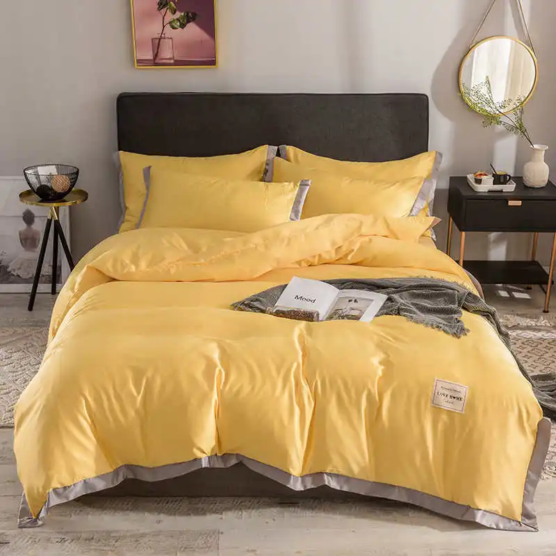 03 Liv-Esthete роскошный Шелковый серый комплект постельного белья Love Home шелковистый пододеяльник плоский лист комплект постельного белья двойная королева король постельное белье - Цвет: 03