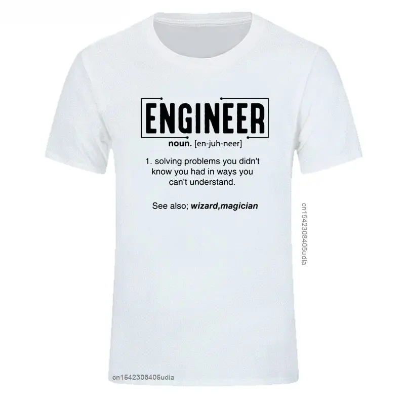 Men T Shirt Engineer Dad Definition Noun Funny Graphic T Shirts Summer Cotton Harajuku Short Sleeve Streetwear Black T-Shirt