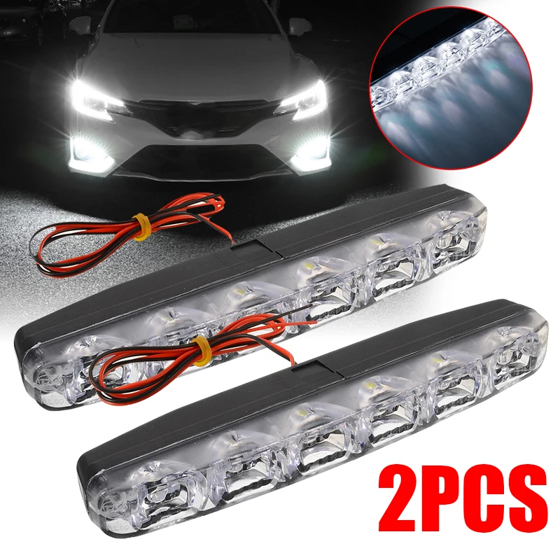 

Фирменная Новинка 2 шт. автомобильный светильник ing 6000K белый 12V 6 светодиодов дневные ходовые огни дневного светильник Туман Дневной свет фа...