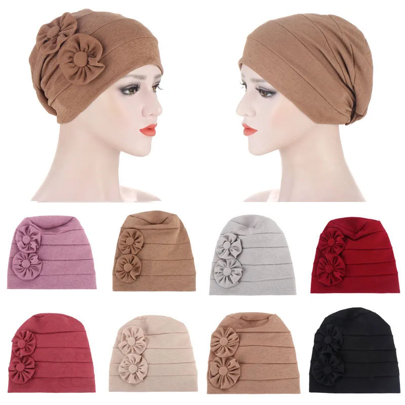 

2021 New Chemo Cancer Head Scarf Hat Cap Ethnic Flower Turban Headwear Women Stretch Muslim Headscarf Bonnet Turbante Mujer