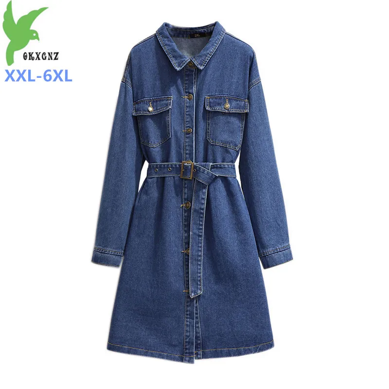 Женский джинсовый тренчкот с длинным рукавом длинная Джинсовая Верхняя одежда