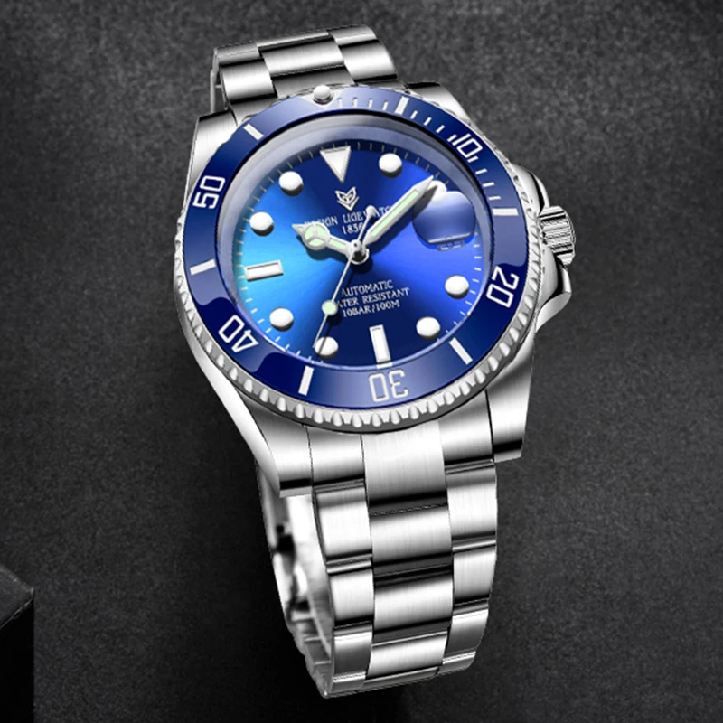 Часы наручные LIGE Мужские механические модные деловые водонепроницаемые