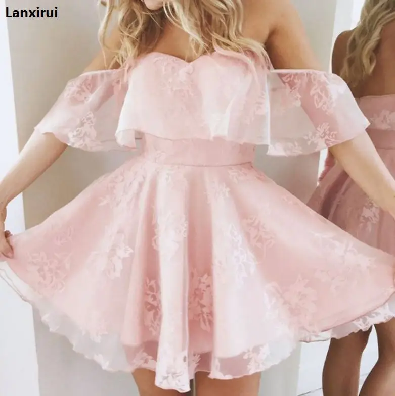 Повседневное модное женское кружевное однотонное платье милое летнее