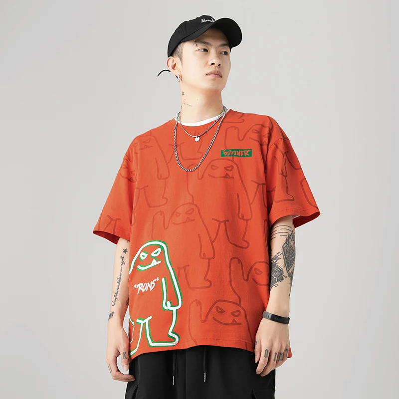 

Summer new full-print tide brand short-sleeved t-shirt male luminous couple ins wind T-shirt