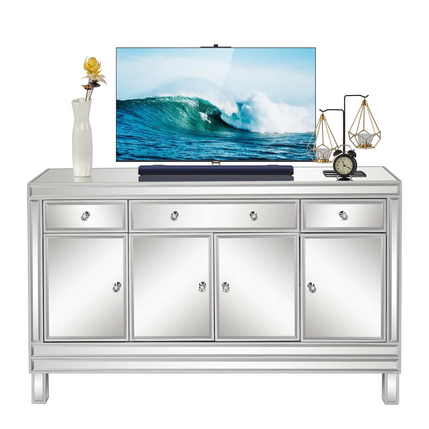 With 3-drawers 4 Doors Cabinet For Living Room 136x36x78cm[u