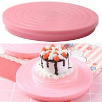 14cm round food grade plastic rotating cake turntable stand baking decor plate tool for diy cake cookies and other pastry